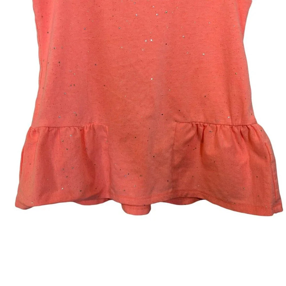 Cat & Jack Girls Orange Sparkle Glitter Peplum Tank Top Size Small 6 Sleeveless - Picture 3 of 4